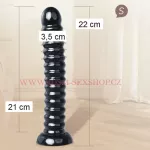 Korálkové dildo, černé, silikonové