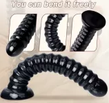 Korálkové dildo, černé, silikonové