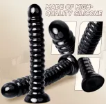 Korálkové dildo, černé, silikonové