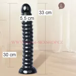 Korálkové dildo, černé, silikonové