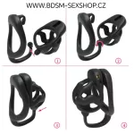 Mužský pás cudnosti na menší penis se třmenem oddělující varlata